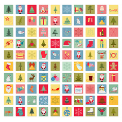 Wall Mural - christmas, new year holidays icon big set. flat style collection