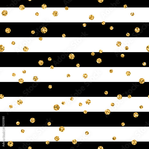 Gold Polka Dot On Lines Seamless Pattern Background