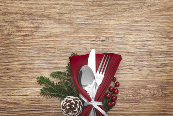 Wall Mural - Christmas Meal Table Setting