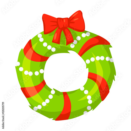 Vector Of Christmas Wreath Isolated On White Cartoon Style Cute Funny Christmas Icon Eps 10 Vector Illustration Buy This Stock Vector And Explore Similar Vectors At Adobe Stock Adobe Stock