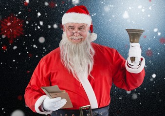 Santa claus holding envelop and christmas bell