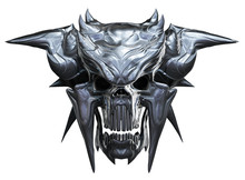 Metallic Skull Design Isolated On White Background. 3D Illustration
