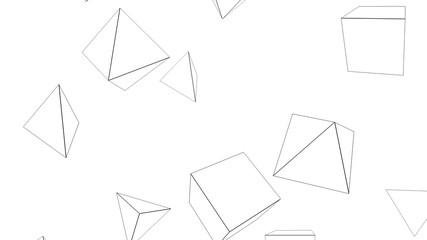 Falling geometric objects. 3D rendering