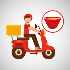 Canvas Print - delivery boy ride motorcycle ramen vector illustration eps 10