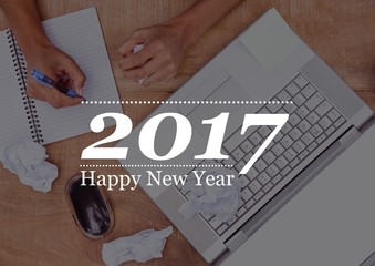Poster - 2017 new year wishes against study table