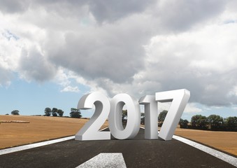 Poster - Composite image of 2017 and deserted road