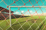 Fototapeta Łazienka - soccer net  at soccer stadium , vintage