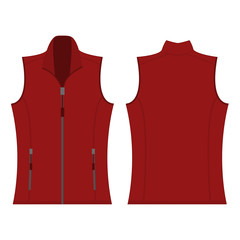 Wall Mural - dark red color autumn fleece vest isolated vector on the white background