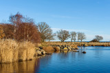 Fototapeta Tęcza - Coastal landscape in fall with bare trees and calm sunny weather. Location Blekinge in south eastern Sweden.