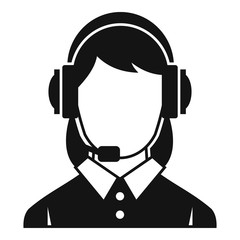 Poster - Business woman with headset icon. Simple illustration of business woman with headset vector icon for web