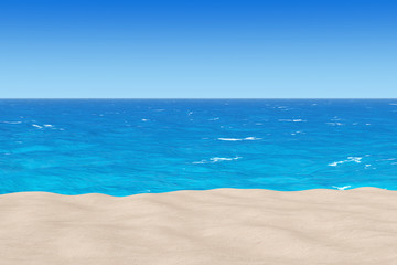 Poster - Sand Sunny Tropical beach with Ocean and a Lot of Copy Space. 3d