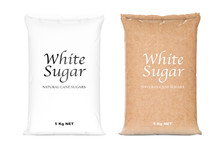 Bags Of White Refined Sugar. 3d Rendering