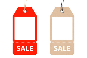 Poster - Blank Price Cardboard Tags with Sale Sign. 3d Rendering