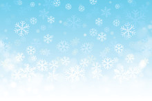 Vector Of Christmas Snowflakes On Blue Background For Winter Season.