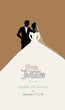 wedding invitation with a bride and groom in retro flat style