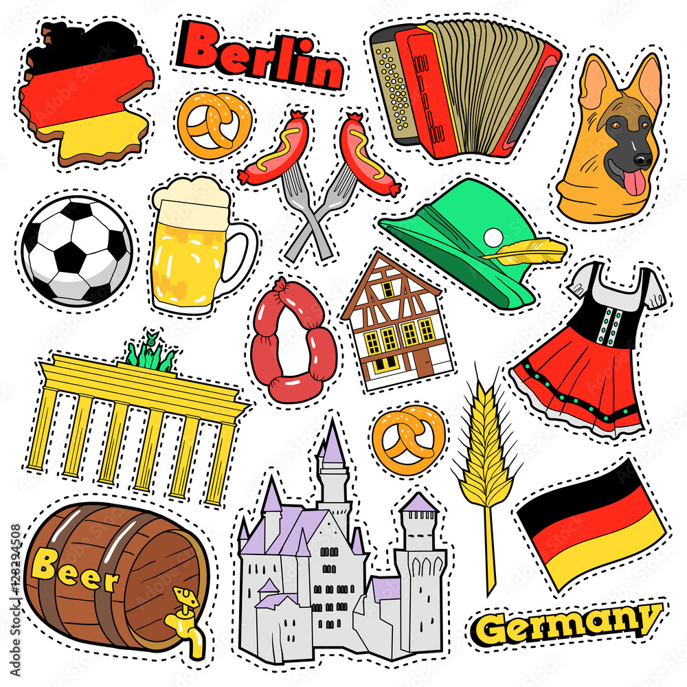 Germany Sticker Design Germany Travel Scrapbook Stickers, Patches, Badges for Prints with ...