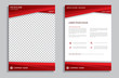 Flyer design template - brochure with red geometric background, front and back page
