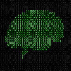 Wall Mural - Abstract brain with binary computer code. Vector