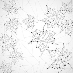Wall Mural - maple leaves in abstract geometric shape. vector