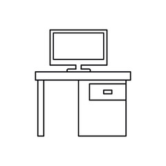 Wall Mural - pictogram computer desk office drawers icon vector illustration eps 10