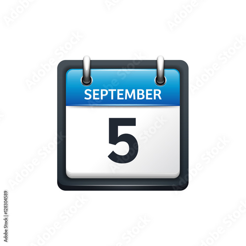 September 5. Calendar icon.Vector illustration,flat style.Month and