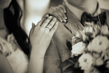 Wall Mural - Bride and groom on wedding day