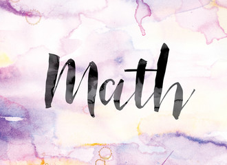math colorful watercolor and ink word art