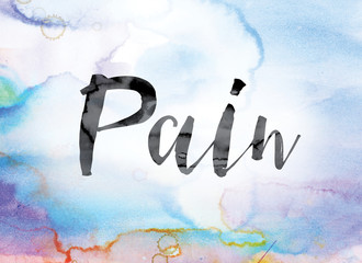 Poster - Pain Colorful Watercolor and Ink Word Art