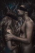 © zolotareva_elina - atrractive young man and woman with eyes closed. lost in forest.