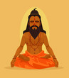 Meditating yogi man character. Vector flat cartoon illustration