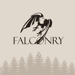 falconry. a hunting club. hunting club logo emblem. the symbol of a hunting club
