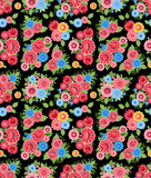 ethnic seamless texture with stylized floral ornament on black b