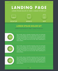 Sticker - Landing page concept, website design template, in green and gray, vector illustration