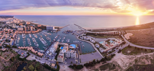 Canvas Print - Aerial. Panorama from the sky, tourist resort Vilamoura.