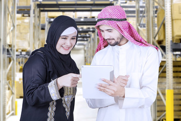 Wall Mural - Female entrepreneur explains to her partner