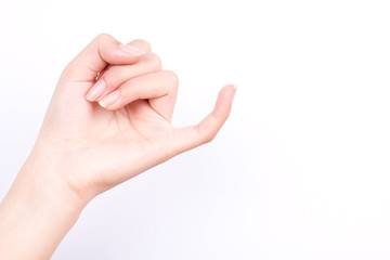 finger hand girl symbols isolated concept hook each other's little finger is mean to reconcile or promise or friendship on white background
