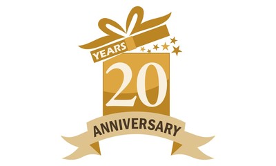 Wall Mural - 20 Years Gift Box Ribbon Anniversary 