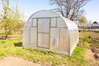 Modern Polycarbonate Greenhouse in Allotments for Growing Vegetables, Glasshouse Made of Polycarbonate, Farmland with Glasshouse, Plant Nursery, Sunlight Semicircle Hothouse, Self-sustaining