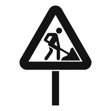 Road Works Sign Icon. Simple Illustration Of Road Works Sign Vector Icon For Web