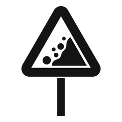 Wall Mural - Falling rocks warning traffic sign icon. Simple illustration of falling rocks warning traffic sign vector icon for web