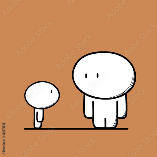 Cute Man And A Kid On The Brown Background Family Orphan Child And Charity Cartoon Vector Illustration Buy This Stock Vector And Explore Similar Vectors At Adobe Stock Adobe Stock