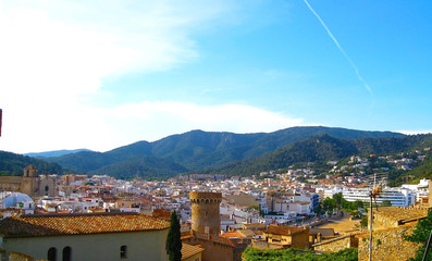 View of Tossa de Mar village from ancient castle, Costa Brava, Catalunia, Spain