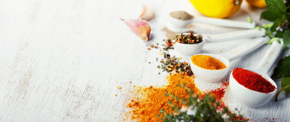 Wall Mural - Herbs and spices selection, close up