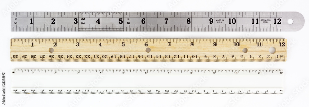 Horizontal Ruler Image Metal, wood, and plastic rulers. Horizontal. Stock Photo | Adobe Stock