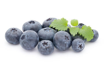 Group of fresh juisy blueberries isolated on white background.