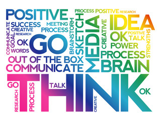 Poster - THINK word cloud collage, business concept background