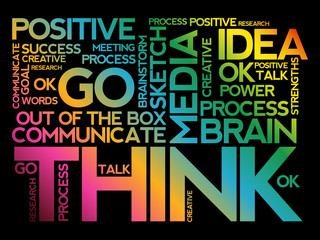 Poster - THINK word cloud collage, business concept background