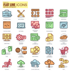 Poster - Thin line web design and development icons