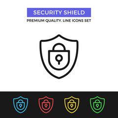 Poster - Vector security shield icon. Thin line icon