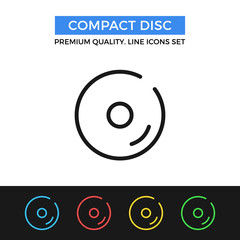 Poster - Vector compact disc icon. Thin line icon